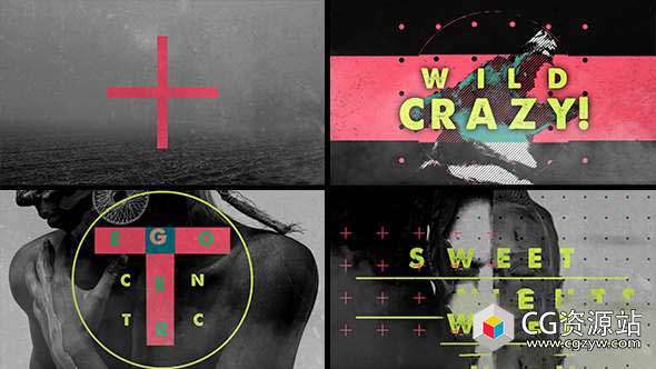 AE模板-动感污迹划痕视频包装开场 Sexy Grunge Opener