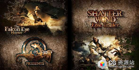 AE模板-电影史诗游戏墙壁破碎掉落大气片头宣传片 Shatter Wind Epic Trailer