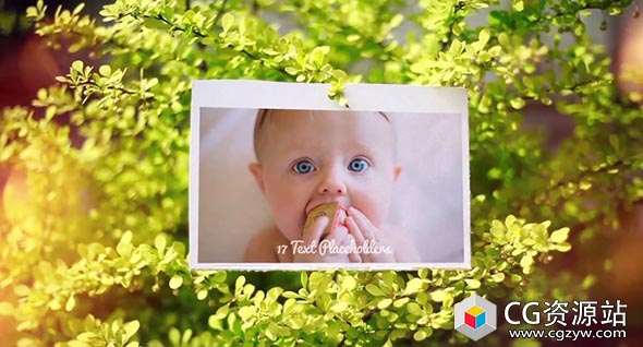 AE模板-浪漫时尚幻灯片情人节婚礼家庭朋友假期旅行悬挂照片片头