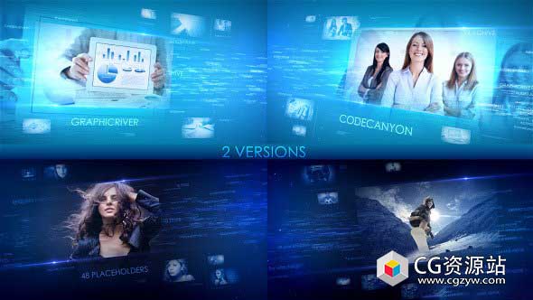 AE模板-蓝色商业企业数字标题单词背景漂浮粒子介绍动画Digital Words