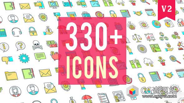 AE模板-330个MG动画图标营销教育科学电子商务市场金融-图片1