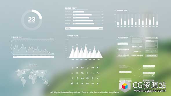 AE模板-信息图标企业数据表格柱状图饼状图HUD工具包