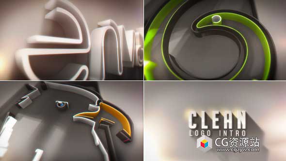AE模板-企业标志介绍三维生长Logo动画 Clean Logo Intro