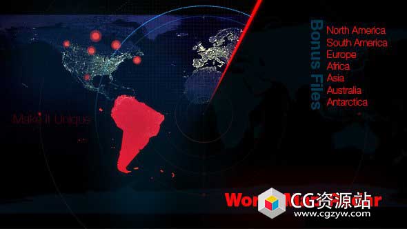 视频素材-科技感世界地图雷达扫描视频文件 World Map Radar