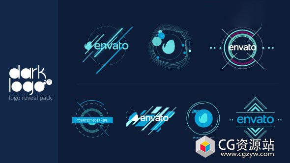 AE模板-创意扁平化图形Logo演绎动画(含音效)dark-logo-pack