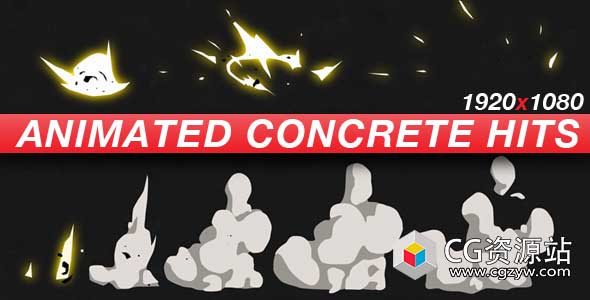 视频素材-二维卡通动漫爆炸尘土烟雾视频素材 Animated Concrete Hits – Anime Action Essentials