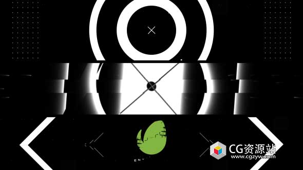 AE模板-时尚现代黑白线圈方形线条mg元素logo动画Black White Intro