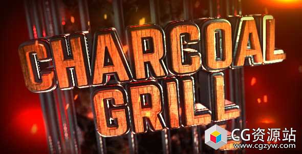 AE模板-E3D火热燃烧三维文字Logo动画片头Charcoal Grill Logo Reveal
