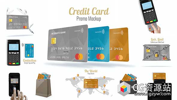AE模板-信用卡促销宣传介绍片头动画 Credit Card Promo Mock-up