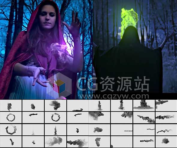 视频素材-4K分辨率32组魔法法术粒子烟雾素材