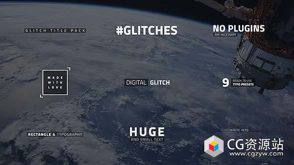 AE模板-数字失真毛刺文字标题动画 Glitch Text