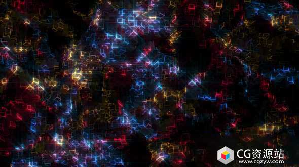 视频素材-五颜六色发光立方体大屏幕动画 Glowing Cubes Particles