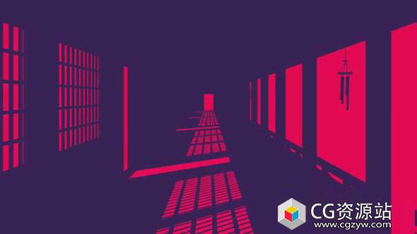 C4D教程-扁平化双色照明无限走廊 Cinema 4D – Infinite Hallway with Two Tone Lighting Tutorial