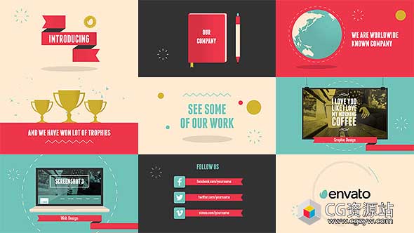 AE模板-动画图表信息图表扁平化公司活动项目宣传片头MG动画 Introducing