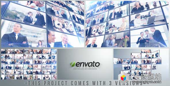 AE模板-照片视频墙文字标志Logo片头 Multi Video Logo Text Opener