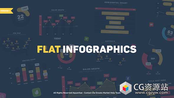 AE模板-信息图表饼图水平垂直图社交媒体统计分析动画