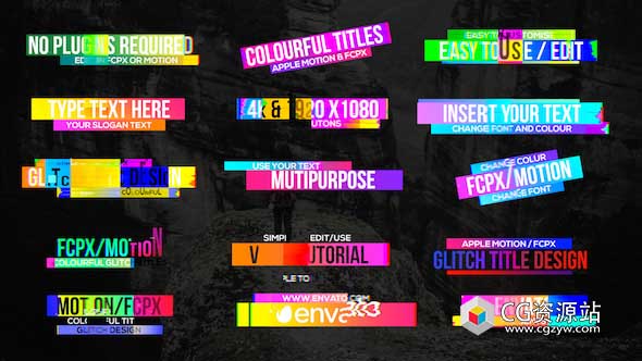 FCPX插件-企业动态彩色科技感信号损坏毛刺文字标题 Colourful Glitch Titles 2