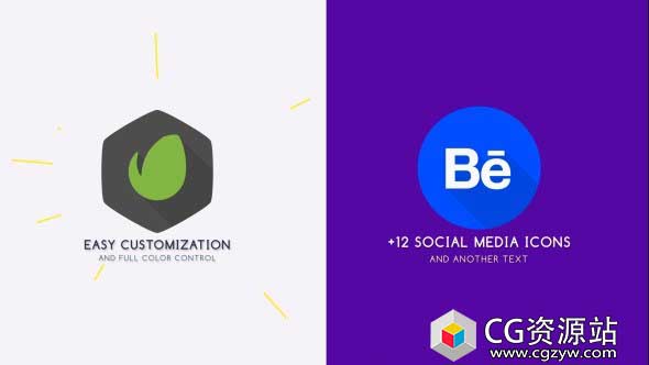 AE模板-多彩动态快速扁平化Logo展示小片头 Flat Logo Animation