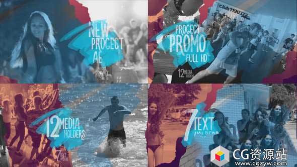 AE模板-体育音乐旅游视频宣传片包装开场 Promo Torn Sheets