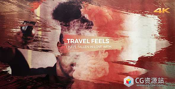 AE模板-4K笔刷遮罩旅游幻灯片图片包装片头 Travel Feels – Brush Slideshow