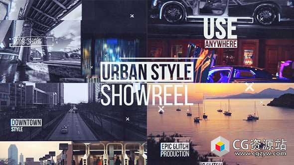 AE模板-促销演出视频动态分屏包装片头 Urban Showreel