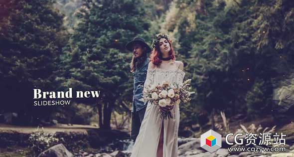 AE模板-唯美幻灯片时尚婚礼回忆周年纪念假期照片图片展示 Beautiful Slideshow