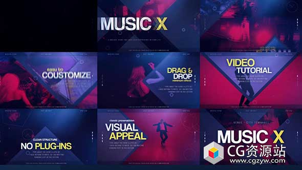 AE模板-迪斯科夜总会派对音乐演唱会舞蹈视频宣传片头Music X
