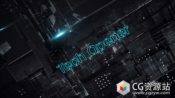 AE模板-E3D高科技三维文字标题游戏片头包装动画 Tech Opener