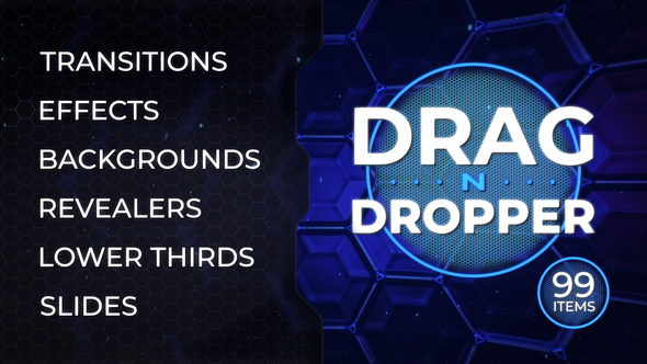 AE模板-99多种高科技像素分离图形转场视频包装片头 Drag-n-Dropper Motion Pack