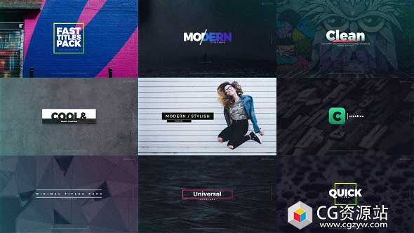 AE模板-4K现代简单文字标题字幕动画fast-titles