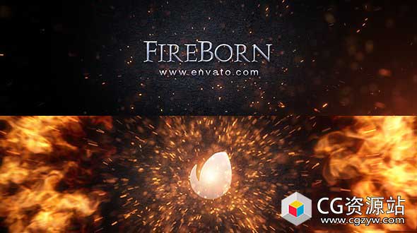 AE模板-电影火标志火焰星火粒子Logo动画 Fireborn Logo