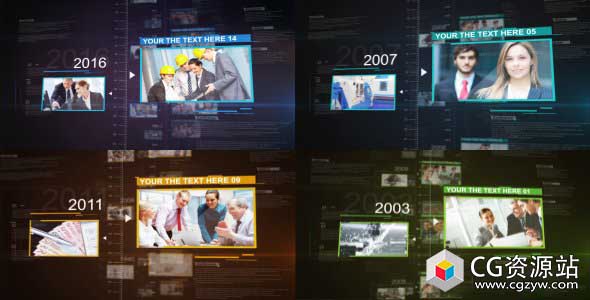 AE模板-科技感公司企业时间线图片项目介绍片头