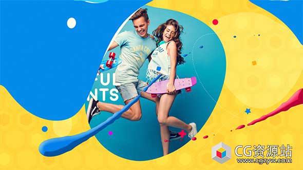 AE模板-时尚多彩图形过渡转场电视包装片头Colorful Opener