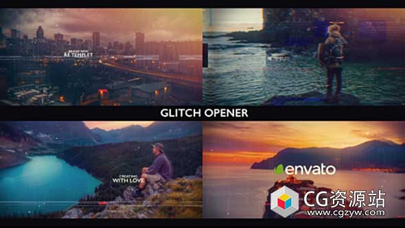 AE模板-科技感毛刺宣传片头企业动态展示动画glitch-opener