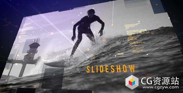 AE模板-科技感数子幻灯片图片视频片头开场 Digital Slideshow