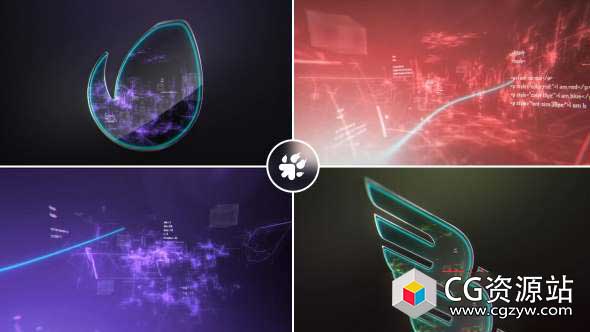 AE模板-数字涡流标志科技感穿梭Logo动画 Digital Vortex Logo