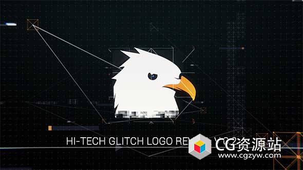 AE模板-高科技毛刺标志线条文字Logo动画 Hi-Tech Glitch Logo Reveal
