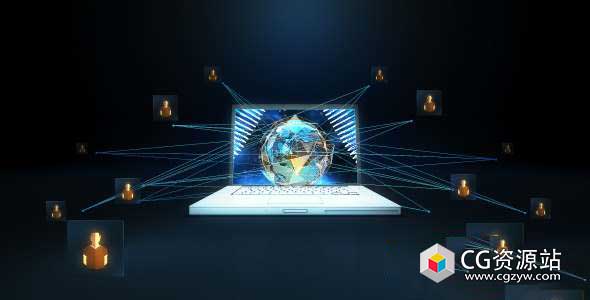 AE模板-网络地球科技感电脑网络连线动画 Network Earth