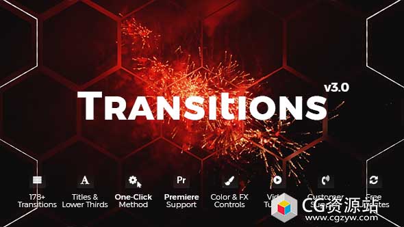 AE模板-178组图形遮罩视频转场过渡演示动画Transitions