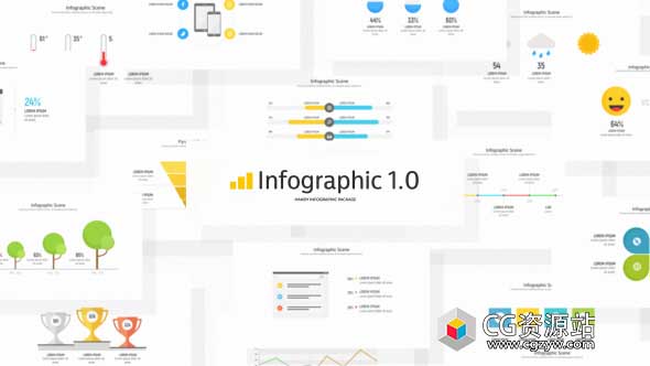 AE模板-4k企业公司宣传信息图表年报图标人物信息图饼图统计展示包