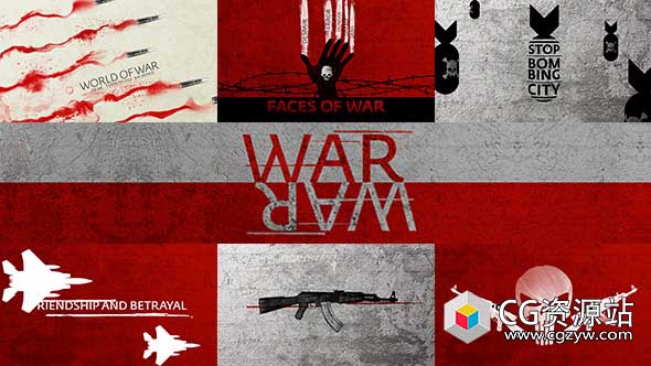 AE模板-创意MG片头战争标题序列军事节目包装片头 War Titles  Sequence