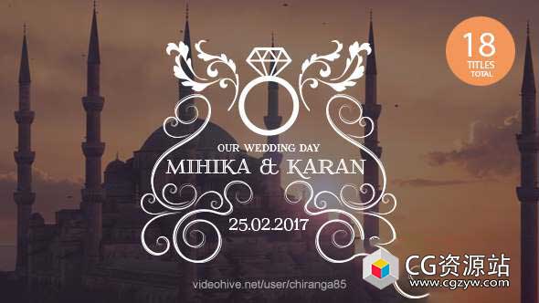 AE模板-18组婚礼徽章文字标题动画 Wedding Titles