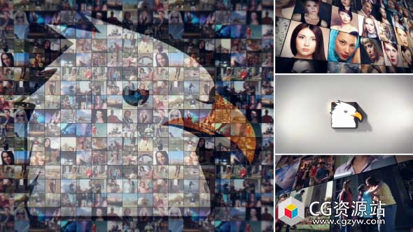 AE模板-简洁马赛克logo标志照片聚集展示 simple-mosaic-logo