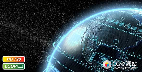 AE模板-科幻数字地球地球仪动画 Digital Earth Globe
