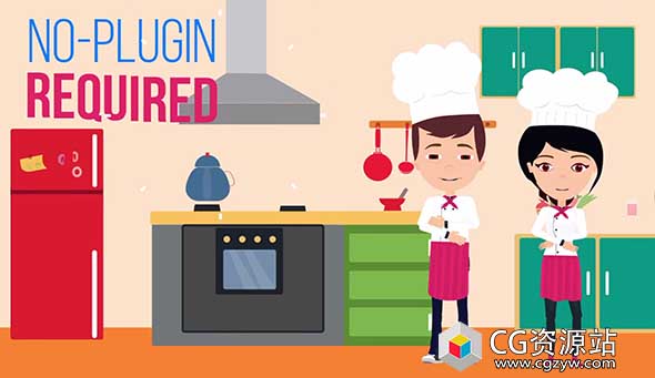 AE模板-扁平化现代城市生活卡通角色人物场景视频解说MG动画工具包