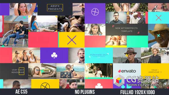 AE模板-时尚多彩动态分屏滑块媒体图文幻灯片开场Dynamic Media Opener