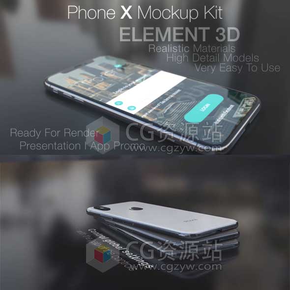 AE模板-E3D iPhone X三维手机场景APP展示动画片头