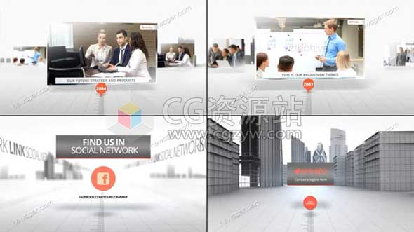 AE模板-创意清新独特公司成长企业发展历史时间线视频演示