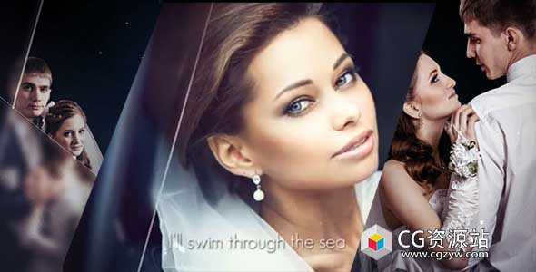 AE模板-简洁优雅婚礼庆典边缘滑块分屏图文幻灯动画片