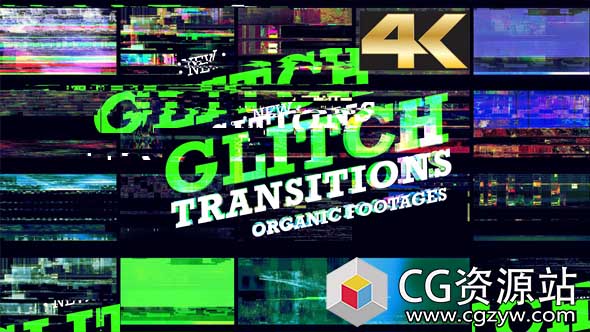 视频素材-20组4K高科技信号故障损坏旧电视画面撕裂视频转场素材